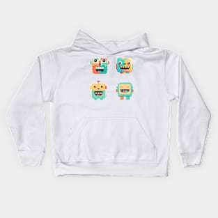 Kawaii Robot Faces Pack Kids Hoodie